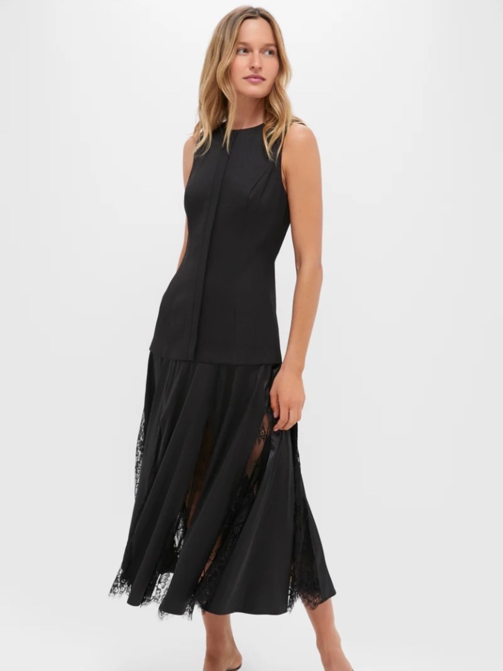 NWT Hyacinth House Black Mixed-Media Coco Maxi Dress